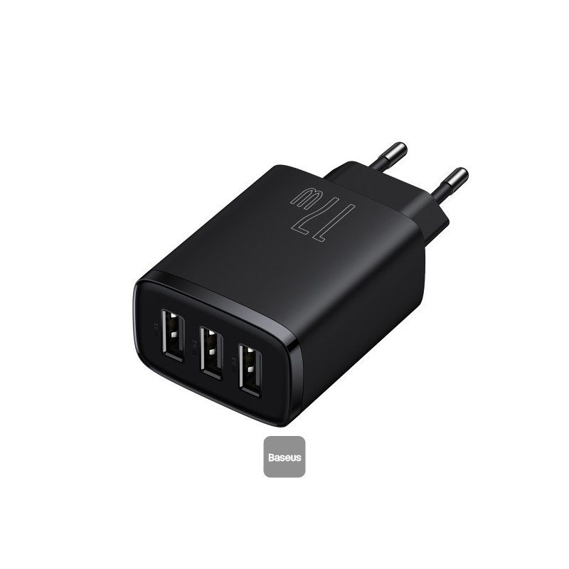 Baseus nabíječka do sítě Compact 3xUSB 17W černá