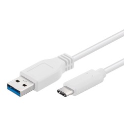 PremiumCord USB-C/male - USB 3.0 A/Male, bílý, 2m