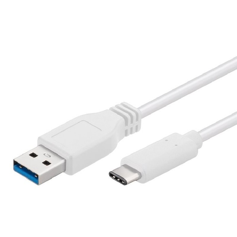 PremiumCord USB-C/male - USB 3.0 A/Male, bílý, 2m