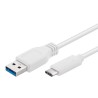 PremiumCord USB-C/male - USB 3.0 A/Male, bílý, 2m
