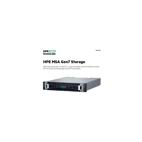 HPE MSA 2070 SFF 2x32Gb FC 4-port Controller 12x1.92TB SSD 4x32Gb SFP FC XCVR 23TB Storage Array