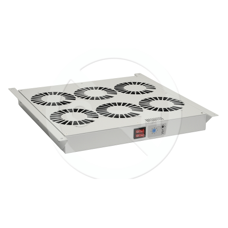 Ventilační jednotka 6 vent.,termostat, do stropu i dna VJ-R6, šedá