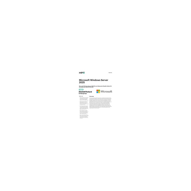HPE Microsoft Windows Server 2025 16-core Datacenter Reseller Option Kit (CZ EN Russia Pol Sw)