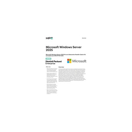 HPE Microsoft Windows Server 2025 16-core Datacenter Reseller Option Kit (CZ EN Russia Pol Sw)