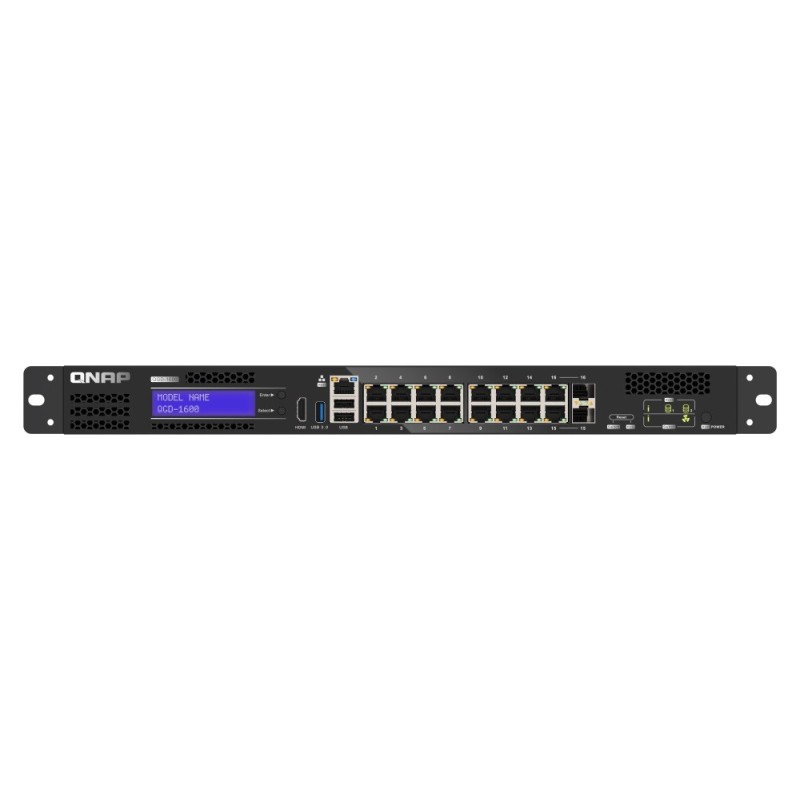 QNAP řízený switch QGD-1600-8G (16x GbE, 4core CPU, 8GB RAM, 2x 2,5" SATA, 2x PCIe, 1x HDMI, 3x USB)