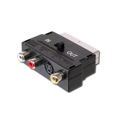 PremiumCord Adapter SCART-3x cinch + S-video s přepínačem IN/OUT