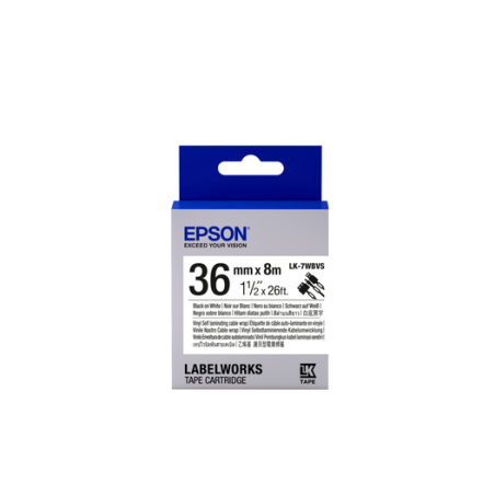 Epson LK-7WBVS, Consumables: Tapes, Self-Laminating Cable Wrap Label Tape, White, Black, 36 mm, 8 m