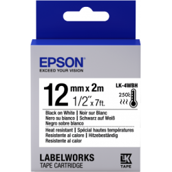 Epson Label Cartridge Heat Resistant LK-4WBH Black/White 12mm (2m)