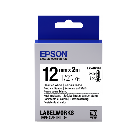 Epson Label Cartridge Heat Resistant LK-4WBH Black/White 12mm (2m)