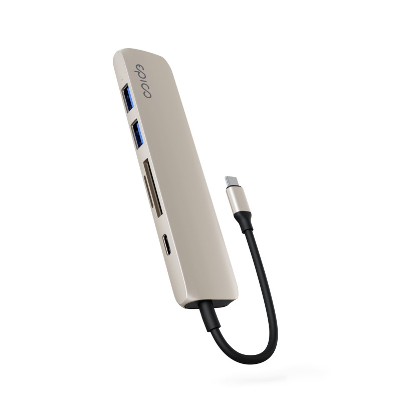 Epico 6v1 hliníkový USB-C 8K hub - bílá