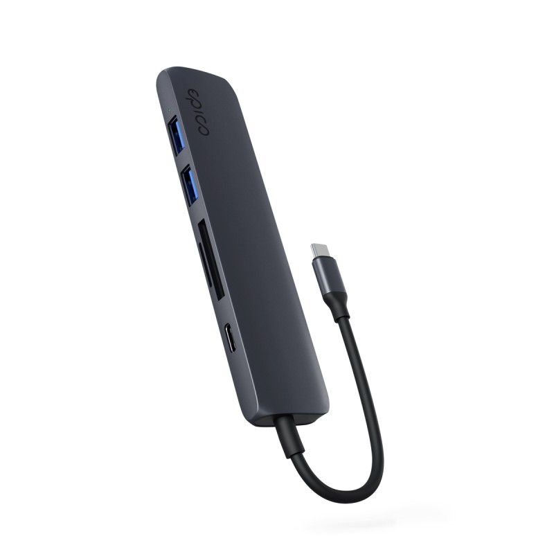 Epico 6v1 hliníkový USB-C 8K hub - inkoustová