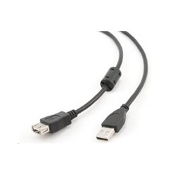 GEMBIRD Kabel USB 2.0 A-A prodlužovací 4,5m (černý, HQ s ferritovým jádrem)