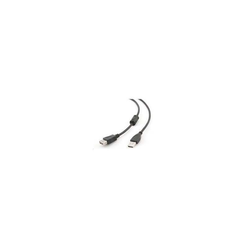 GEMBIRD Kabel USB 2.0 A-A prodlužovací 4,5m (černý, HQ s ferritovým jádrem)