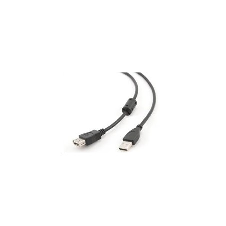 GEMBIRD Kabel USB 2.0 A-A prodlužovací 4,5m (černý, HQ s ferritovým jádrem)