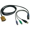 Kabel pro připojení přepínače KVM (řada B020,B022), HD15+PS2+USB-A/HD15 (Samec/Samec), 1.83m
