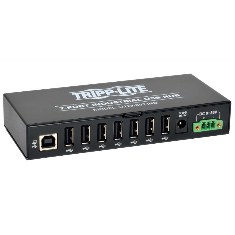 Rozbočovač 7x USB 2, průmyslový, odolnost ESD 15kV, kovové pouzdro, možnost montáže