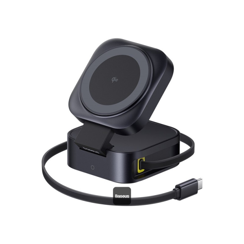 Baseus Magnetický bezdrátový nabíjecí stojánek PicoGo Series 2v1 Qi2 67W černý