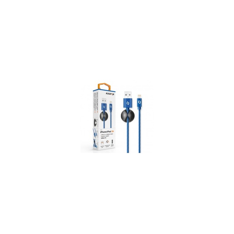 ALIGATOR PREMIUM Datový kabel 2A, Lightning modrý