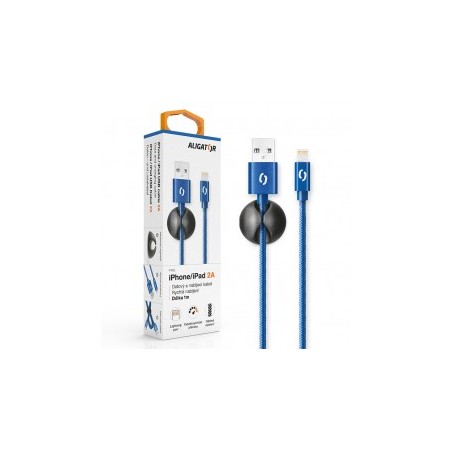 ALIGATOR PREMIUM Datový kabel 2A, Lightning modrý