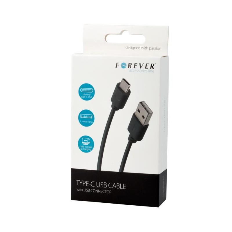 Datový kabel Forever USB/USB-C 1m 1A černý