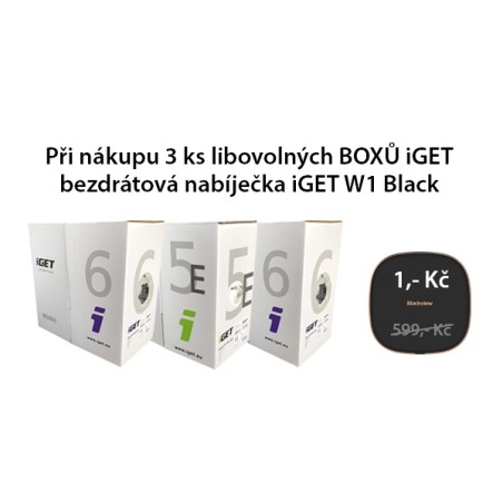 3x Síťový kabel iGET CAT5E UTP PVC Eca 305m/box + Bezdrátová nabíječka IGET W1 ZDARMA