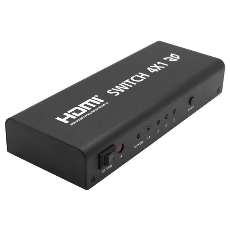 PremiumCord HDMI switch 4:1, kovový, dálkové ovl.
