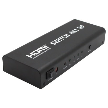 PremiumCord HDMI switch 4:1, kovový, dálkové ovl.