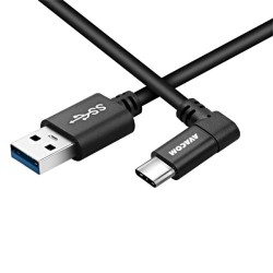 AVACOM datový a nabíjecí kabel USB - USB Type-C, 100cm, konektor v úhlu 90°, černý