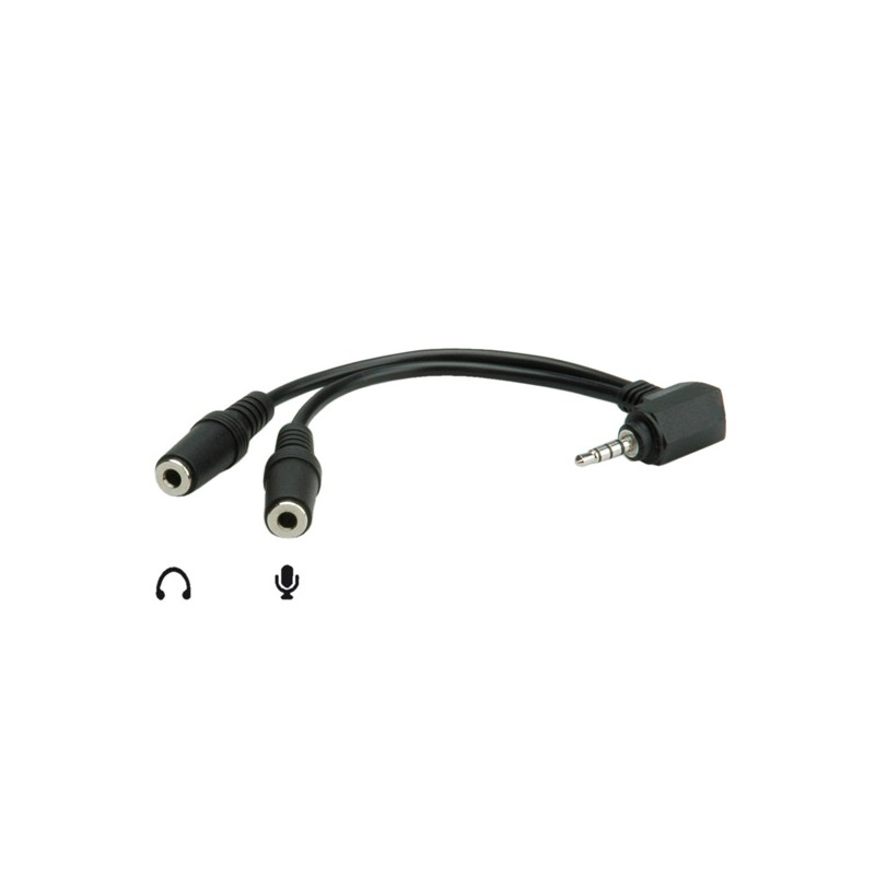 Audio redukce, Jack (3.5mm) samec 4-pólový - 2x Jack (3.5mm) samice, 0.2 m, stereo, černá, DOPRODEJ 11094441