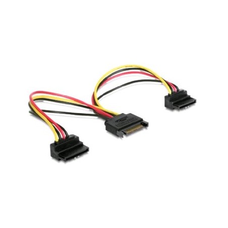 Kabel SATA napájecí na 2x SATA 90°, rozdvojka,15cm