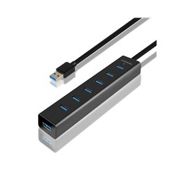 AXAGON HUE-SA7BP, 7x USB 3.0 ALU CHARGING hub, vč. AC adaptéru, kabel USB-A 40cm
