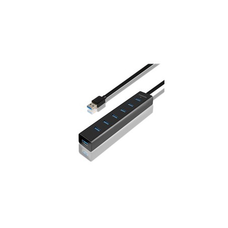 AXAGON HUE-SA7BP, 7x USB 3.0 ALU CHARGING hub, vč. AC adaptéru, kabel USB-A 40cm