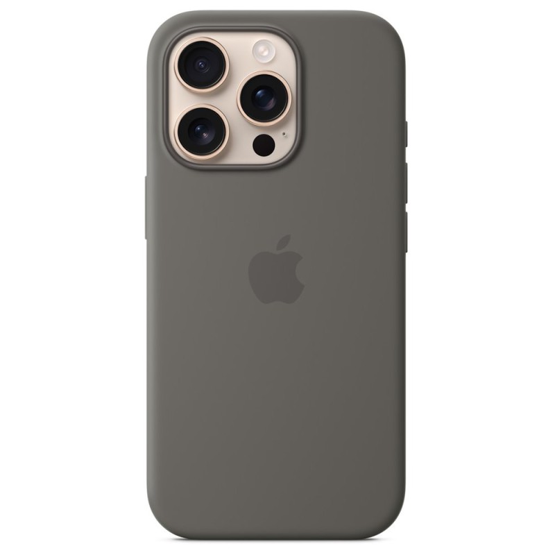iPhone 16 Pro Silicone Case with MS - Stone Gray