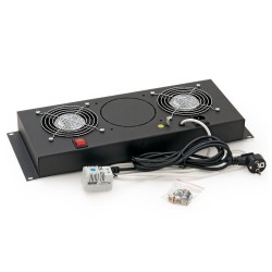 19" vert.vent.j.2xVent.-220V/46W termost.4U černá
