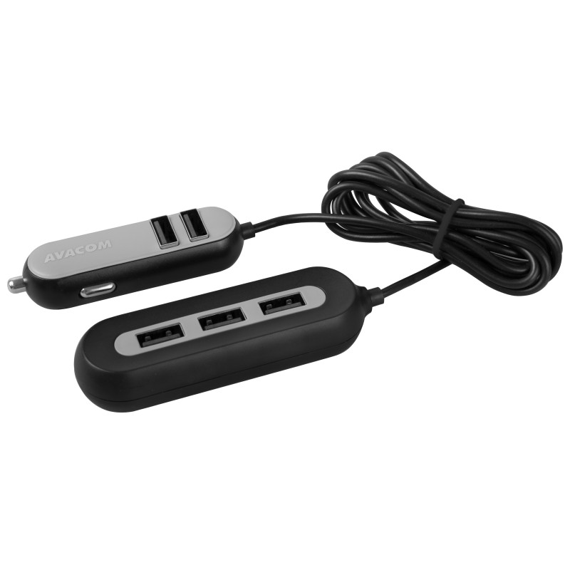 Car hub 5-port, NACL-CH5X-KK, černá, Avacom, do autozapalovače