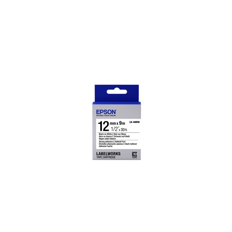 Epson Label Cartridge Strong Adhesive LK-4WBW Black/White 12mm (9m)