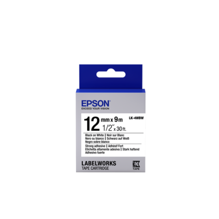 Epson Label Cartridge Strong Adhesive LK-4WBW Black/White 12mm (9m)