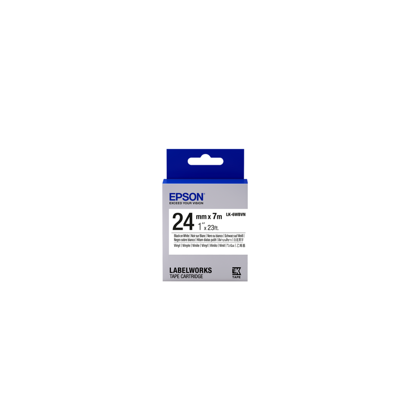 Epson LK-6WBVN, Consumables: Tapes, Vinyl Label Tape, White, Black, 24 mm, 7 m