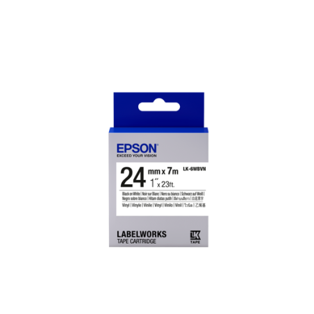 Epson LK-6WBVN, Consumables: Tapes, Vinyl Label Tape, White, Black, 24 mm, 7 m