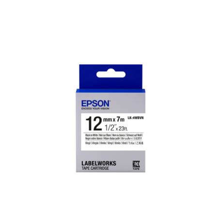 Epson Label Cartridge Vinyl LK-4WBVN Black/White 12mm (7 metres)