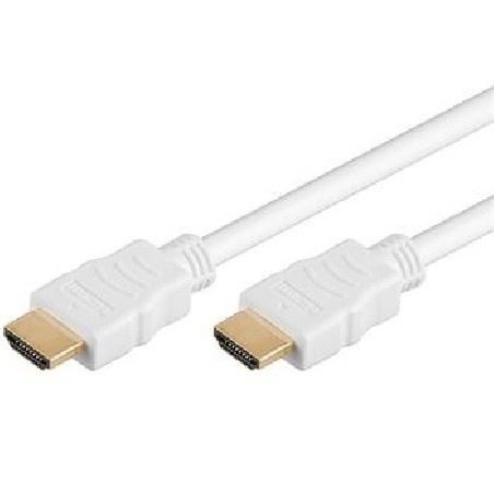 PremiumCord HDMI High Speed + Ethernet kabel, zlacené konektory, 1.5m, bílý