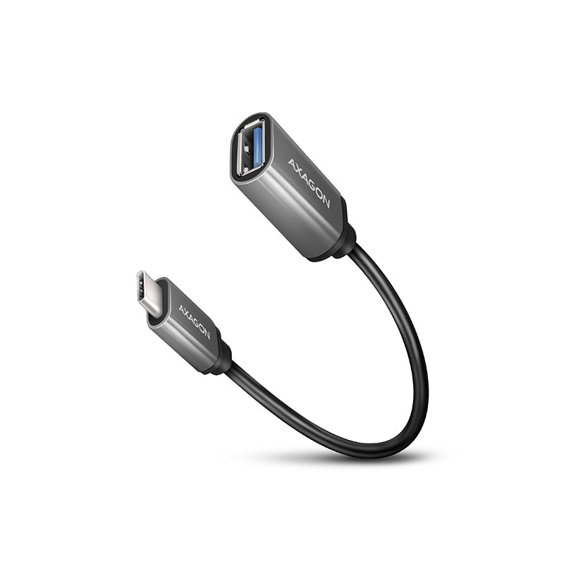 AXAGON RUCM-AFAC, kabelová redukce USB-C (M) - USB-A (F), 20cm, USB 3.2 Gen 1, 3A, ALU