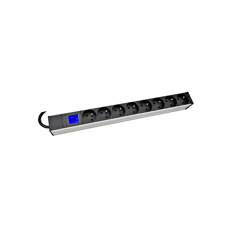 PDU IT METER, integr.merení,8x CSN,Al, 19", 1U, RAL 7035