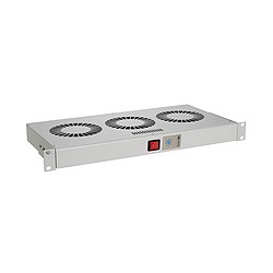 Chladící jednotka 19" 1U 3 ventilátory s bimetalovým termostatem RAL 7035 do 19" lišt VJ19-3-T-G