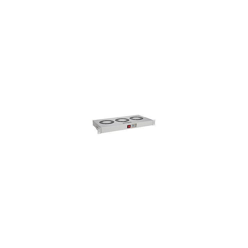 Chladící jednotka 19" 1U 3 ventilátory s bimetalovým termostatem RAL 7035 do 19" lišt VJ19-3-T-G