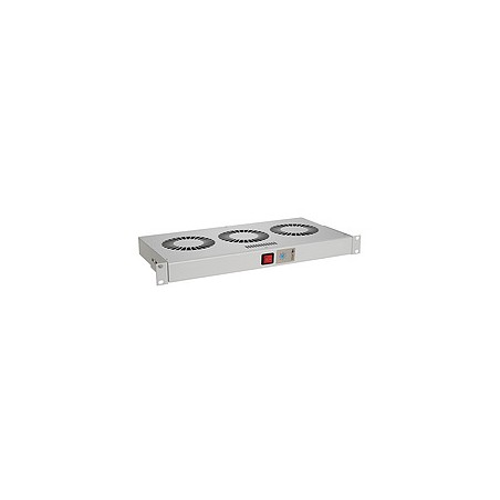 Chladící jednotka 19" 1U 3 ventilátory s bimetalovým termostatem RAL 7035 do 19" lišt VJ19-3-T-G