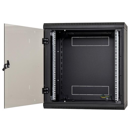 Nástěnný rack jednodílný 12U (š)600x(h)595 perforované dveře černý