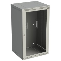 Rack nástěnný Sensa 21U 600mm,dv.sklo, šedý