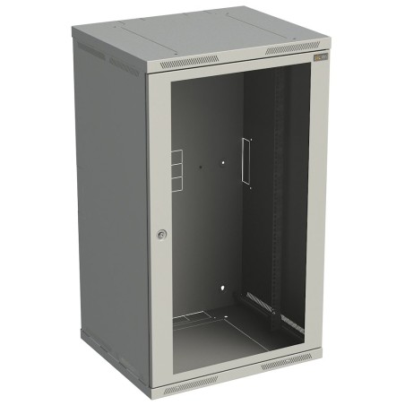 Rack nástěnný Sensa 21U 600mm,dv.sklo, šedý
