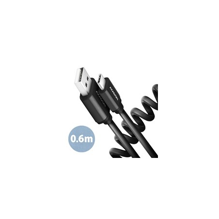 AXAGON BUCM-AM10TB, TWISTER kabel USB-C - USB-A, 0.6m, USB 2.0, 3A, ALU, tpe, černý